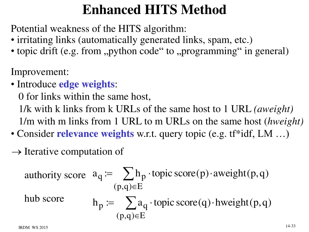enhanced hits method