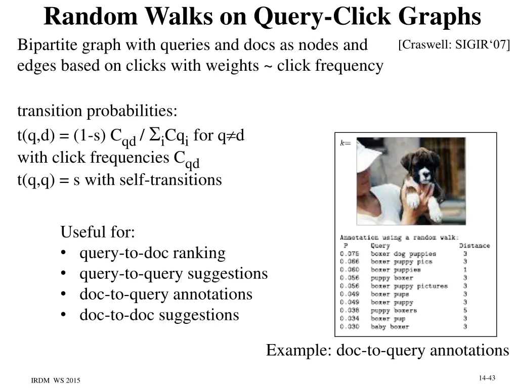 random walks on query click graphs bipartite 1