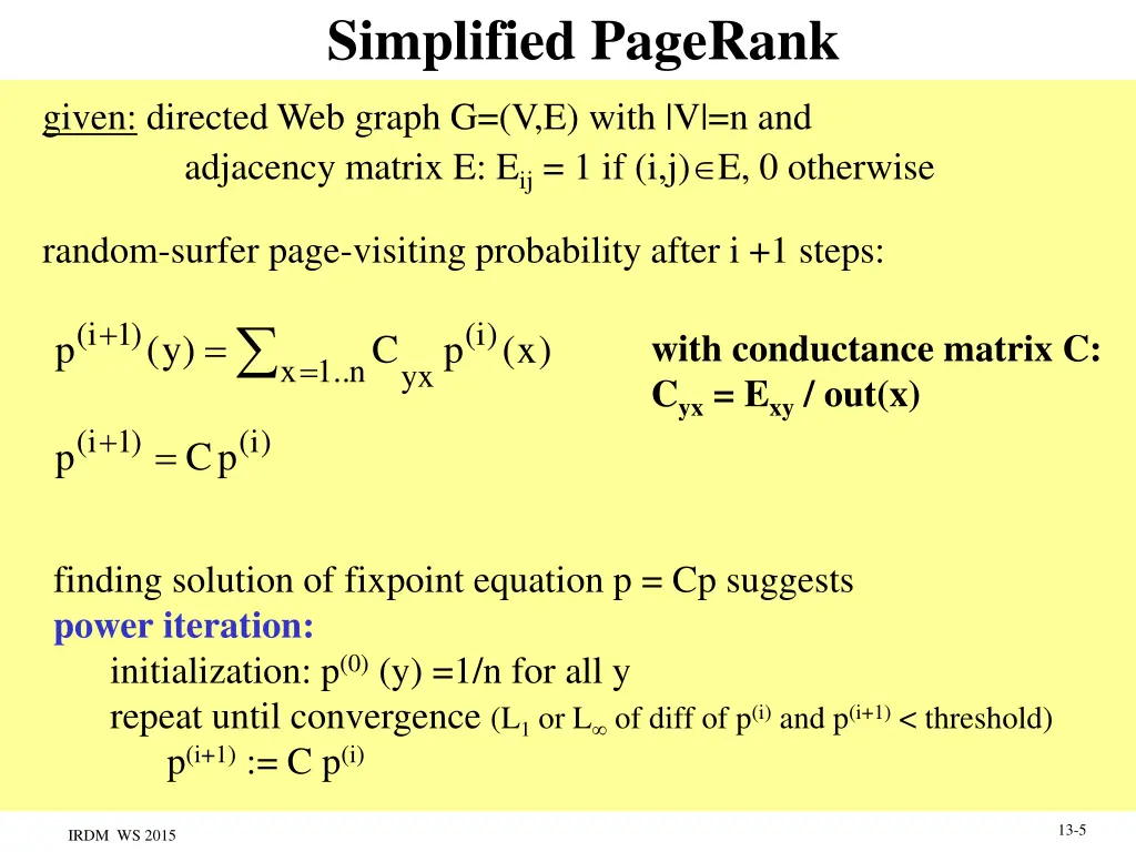 simplified pagerank