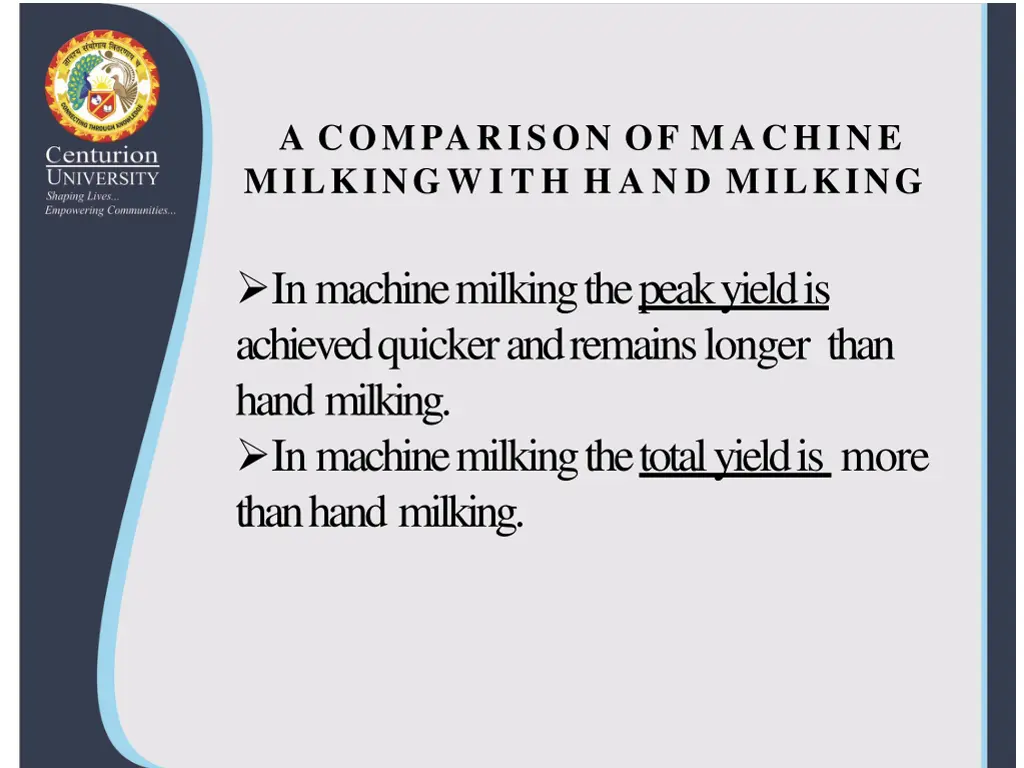 a comparison of machine milkingwith hand milking