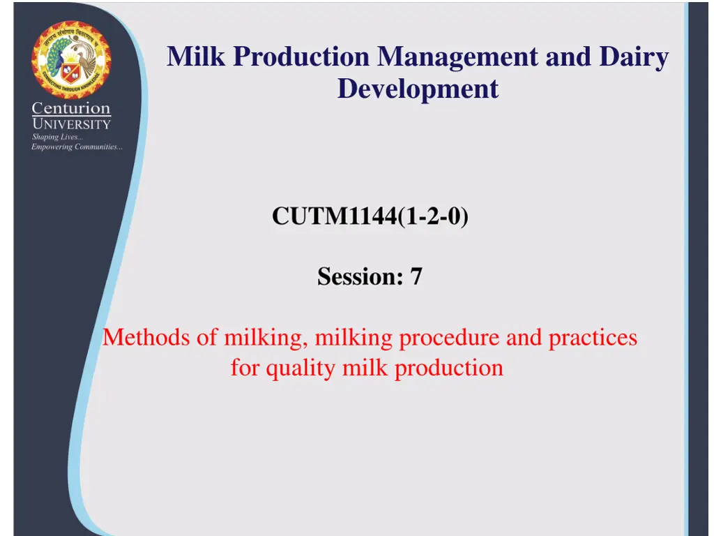 milk production management and dairy development