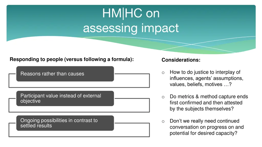 hm hc on assessing impact