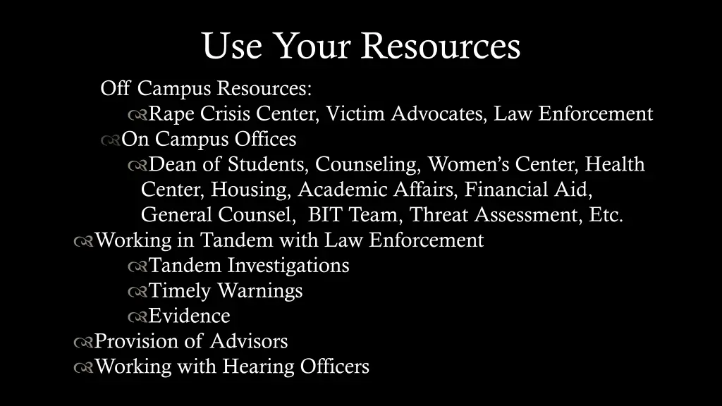 use your resources off campus resources rape