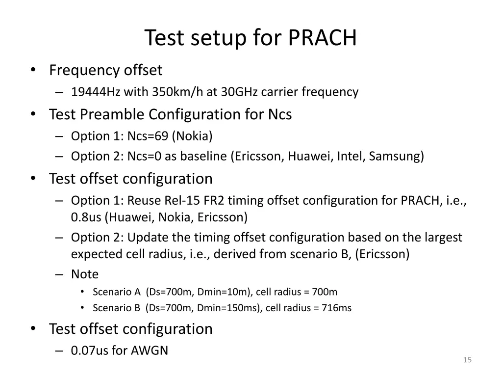 test setup for prach
