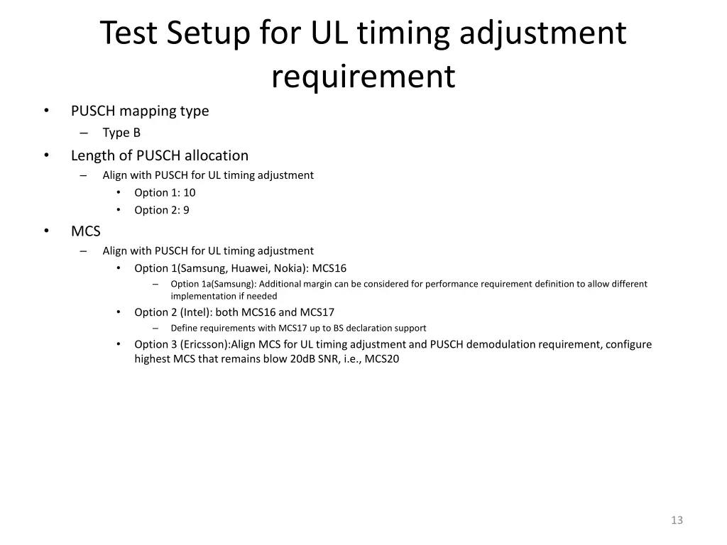 test setup for ul timing adjustment requirement