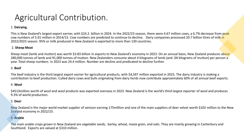 agricultural contribution