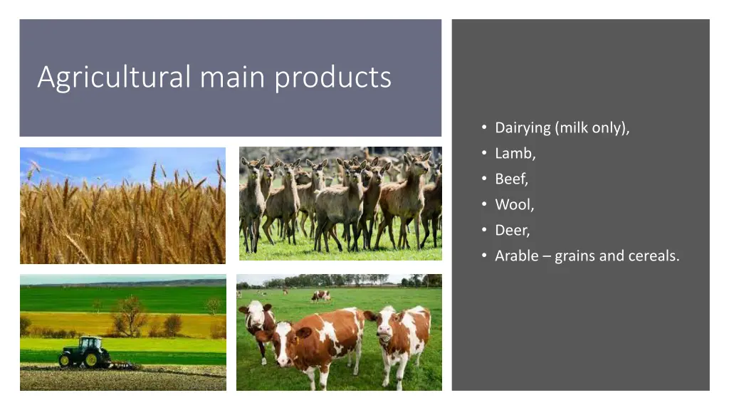 agricultural main products