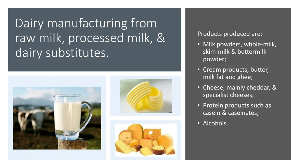 dairy manufacturing from raw milk processed milk
