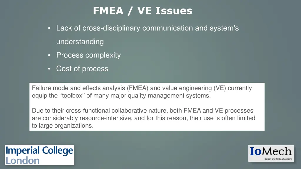 fmea ve issues