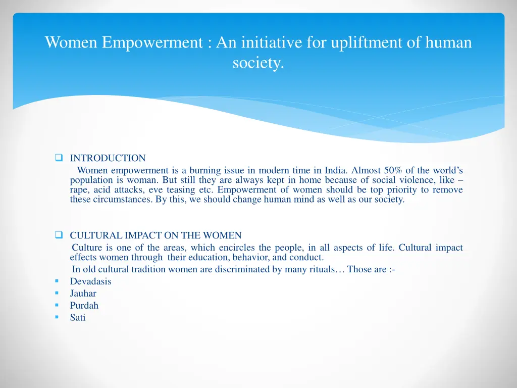 women empowerment an initiative for upliftment