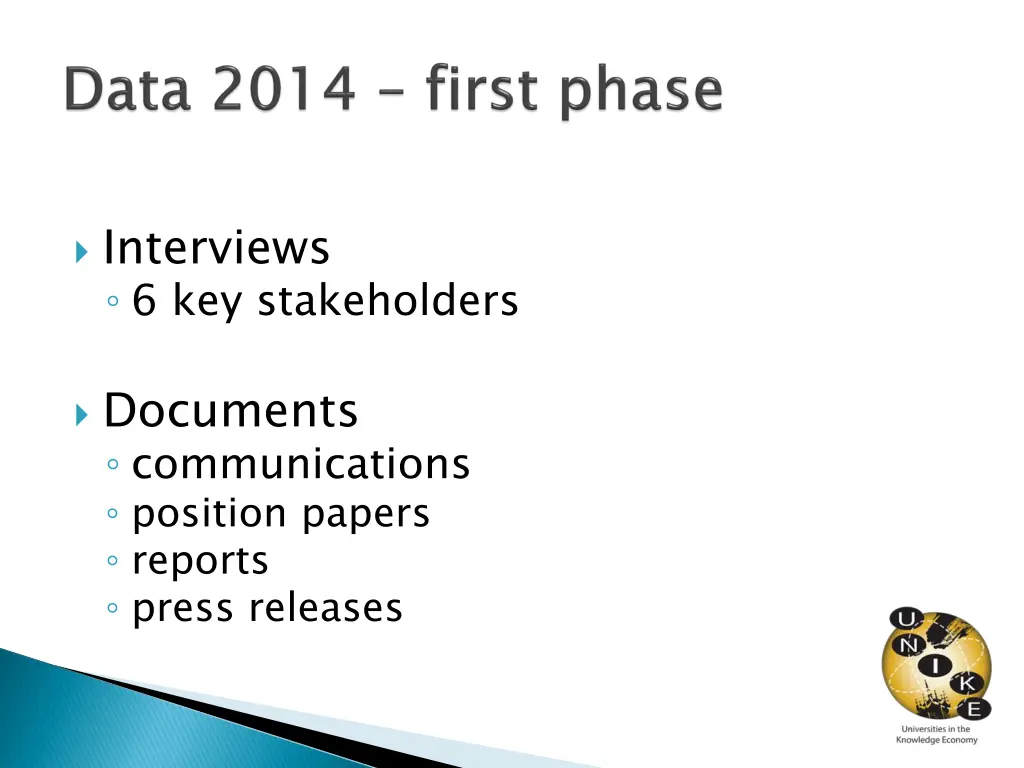 interviews 6 key stakeholders