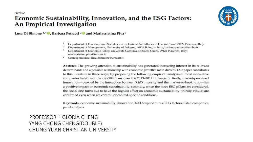 professor gloria cheng yang chong cheng double