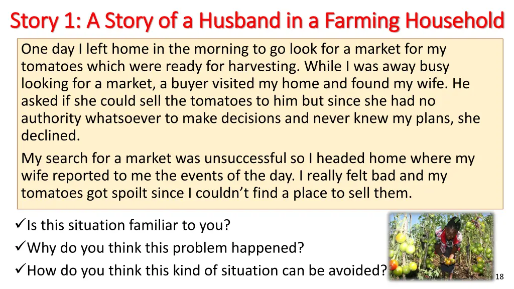 story 1 a story of a husband in a farming