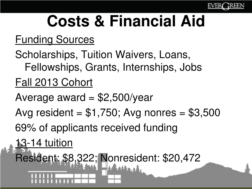 costs financial aid funding sources scholarships