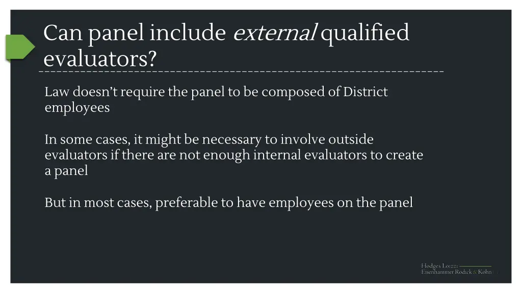 can panel include external qualified evaluators