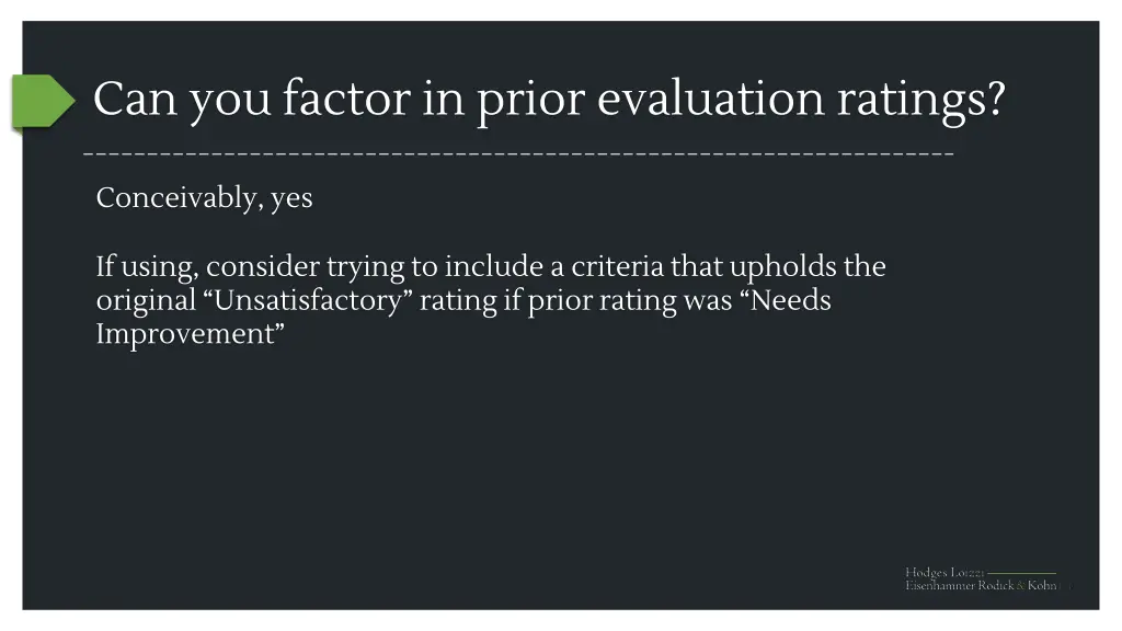 can you factor in prior evaluation ratings