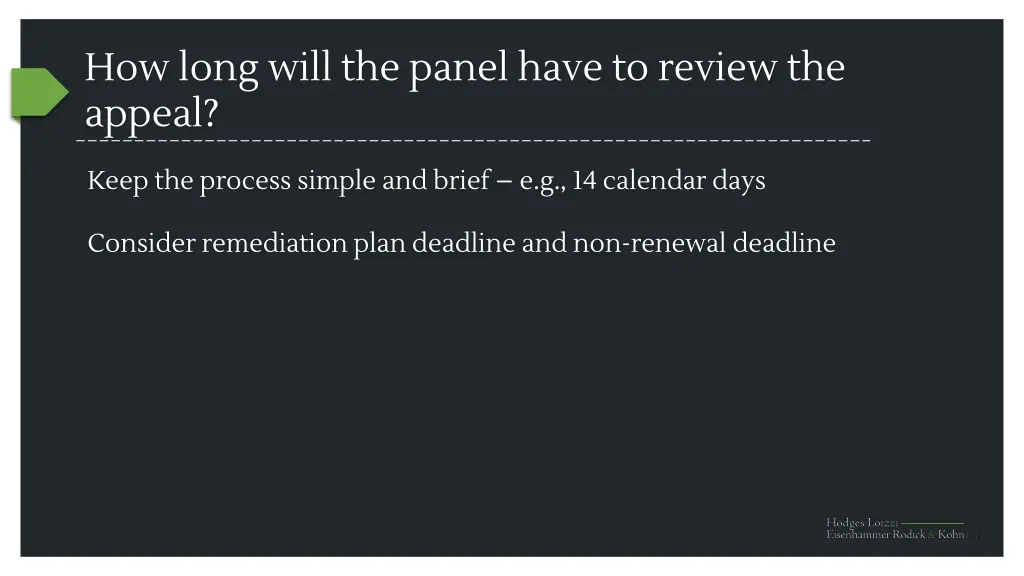 how long will the panel have to review the appeal