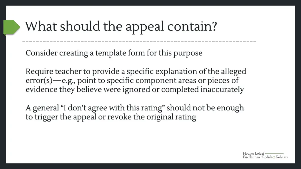 what should the appeal contain 1