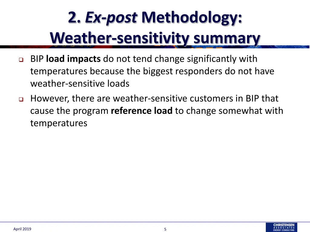 2 ex post methodology weather sensitivity summary