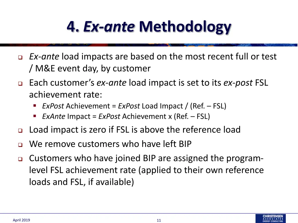 4 ex ante methodology