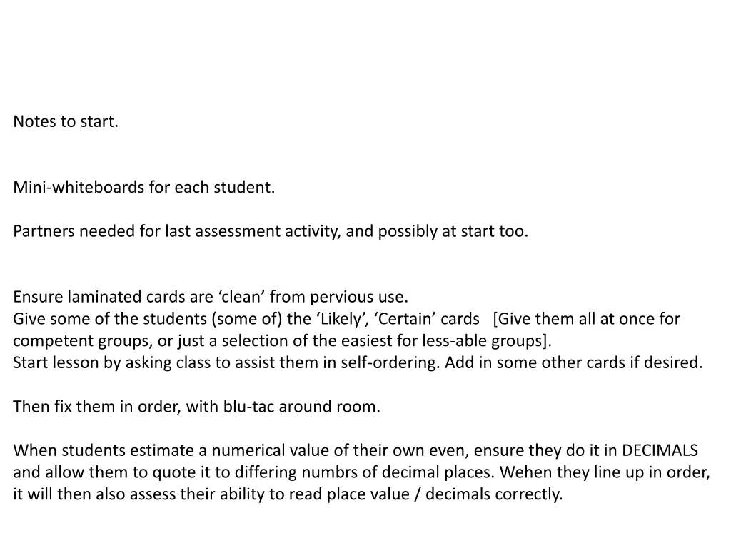 notes to start