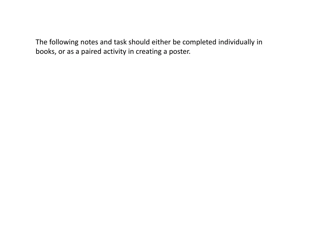 the following notes and task should either