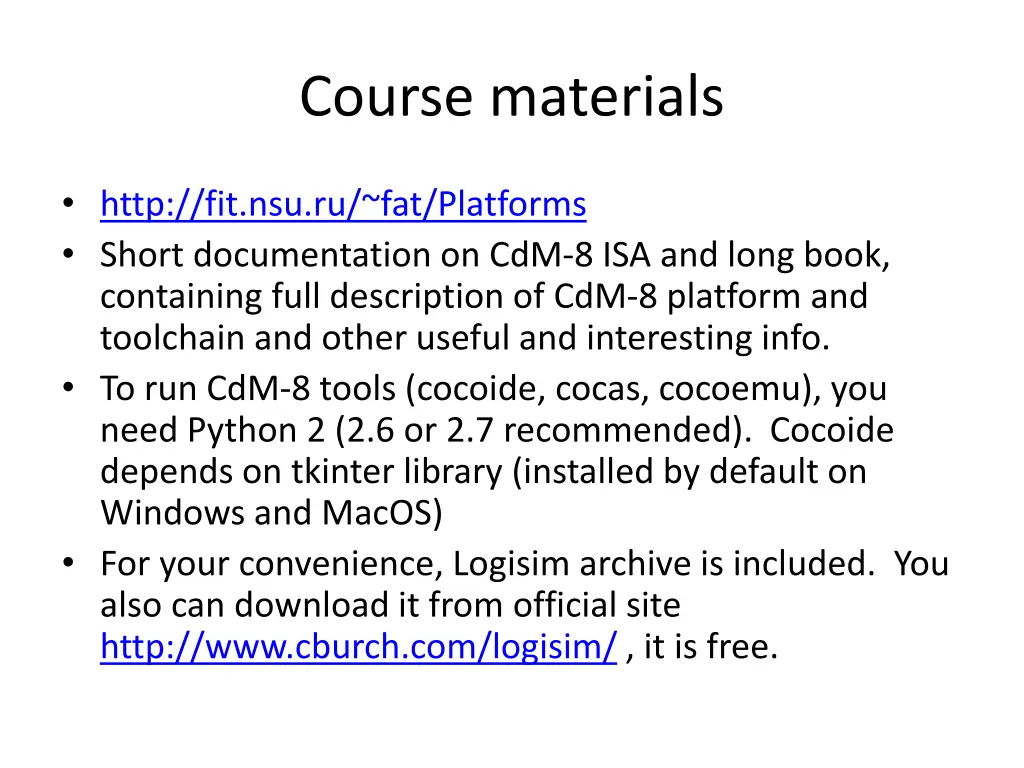 course materials