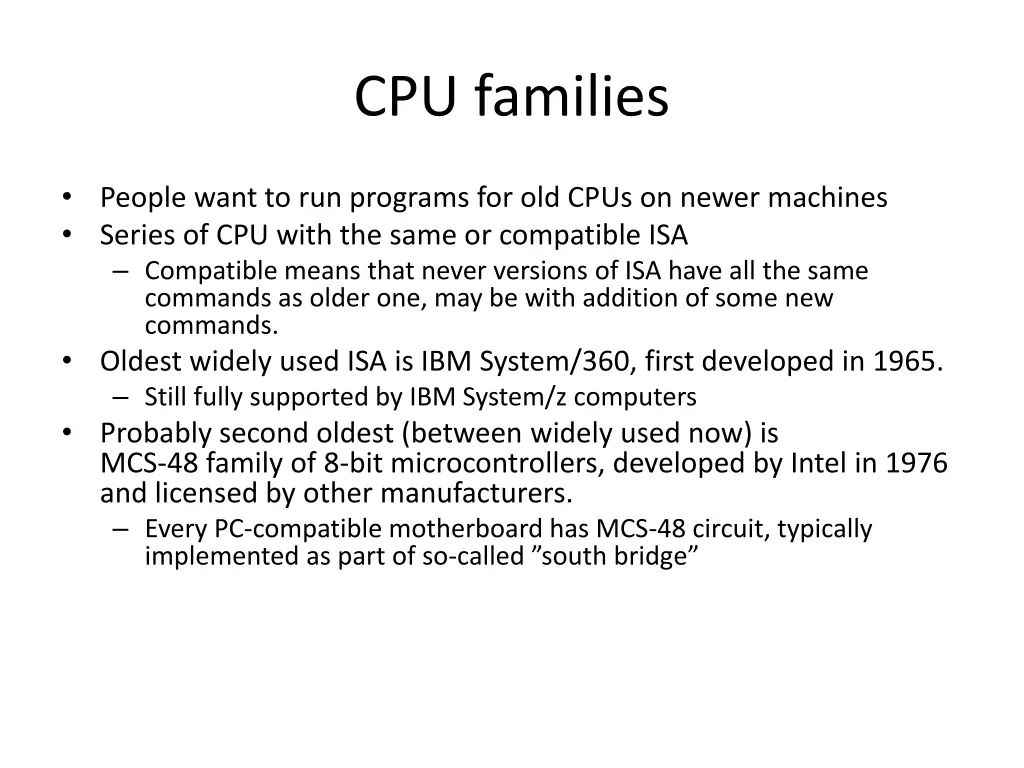 cpu families