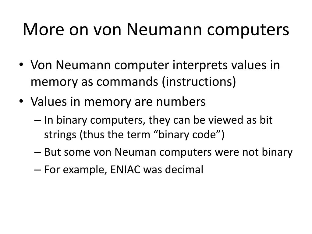 more on von neumann computers