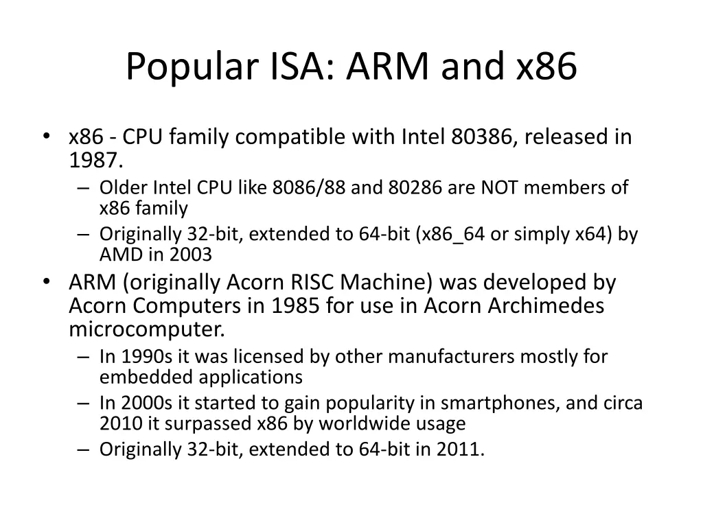 popular isa arm and x86