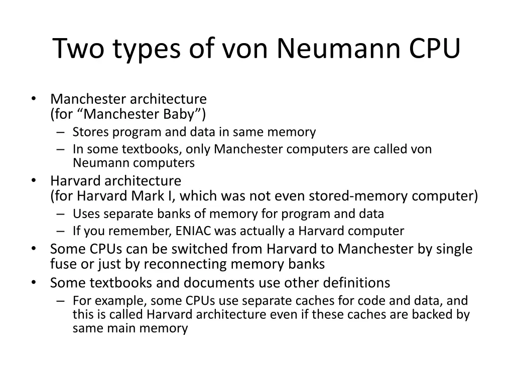 two types of von neumann cpu