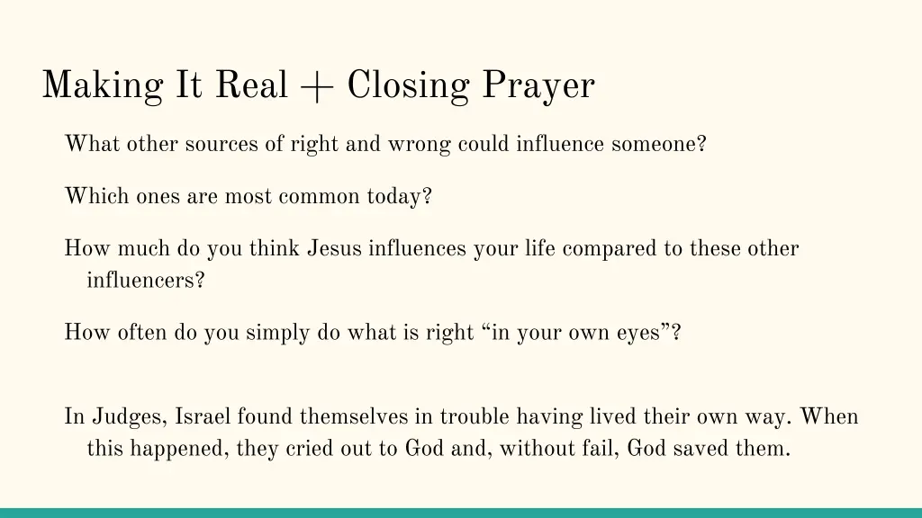 making it real closing prayer