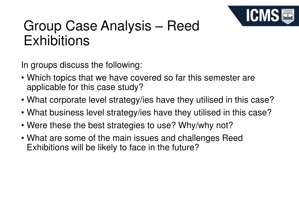 group case analysis reed exhibitions