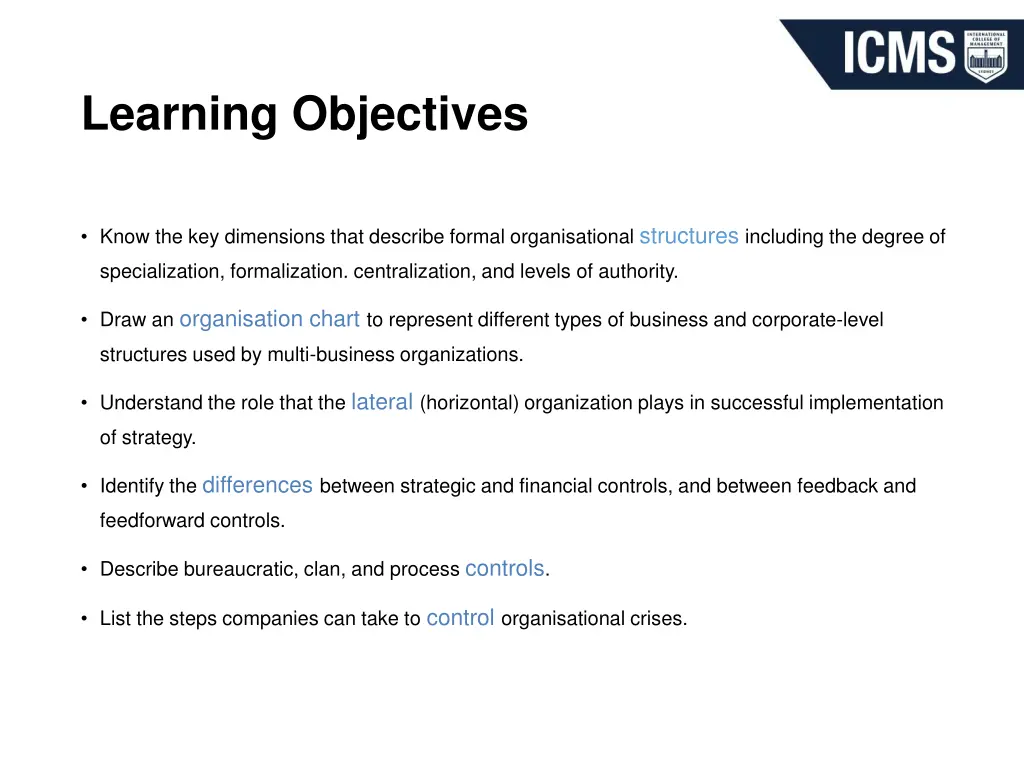 learning objectives