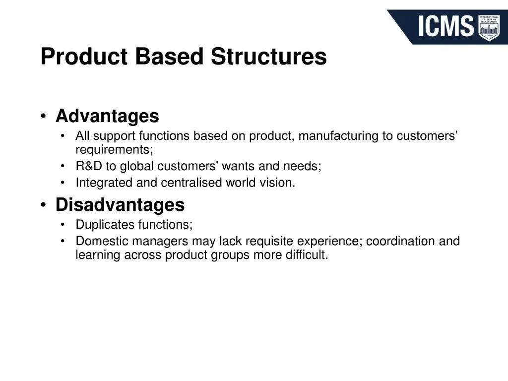 product based structures