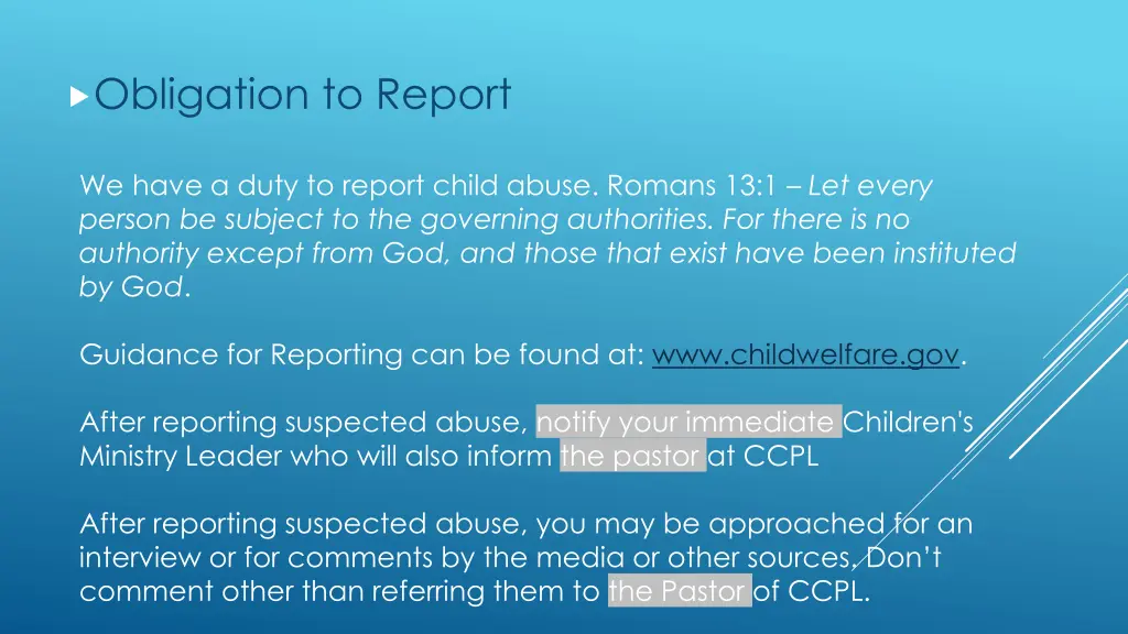 obligation to report