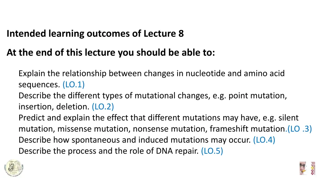 intended learning outcomes of lecture 8