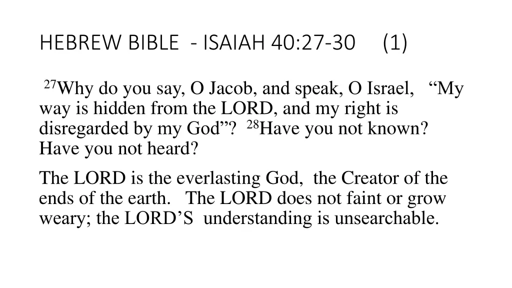 hebrew bible isaiah 40 27 30 1