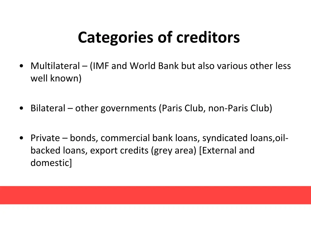 categories of creditors