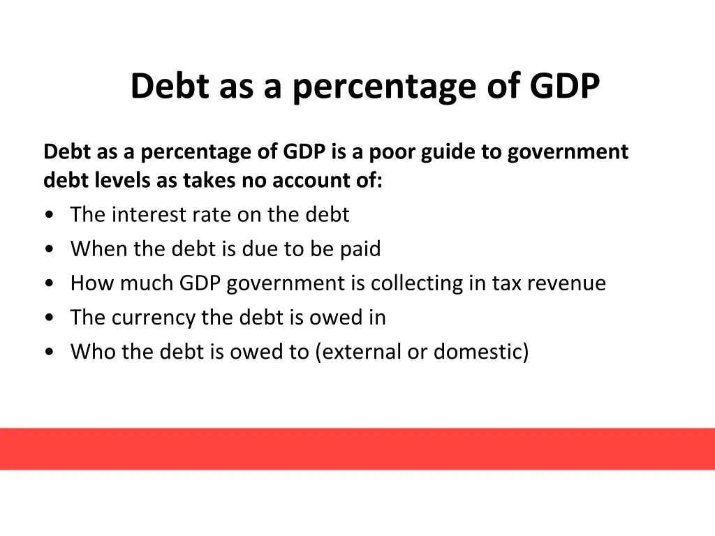 debt as a percentage of gdp