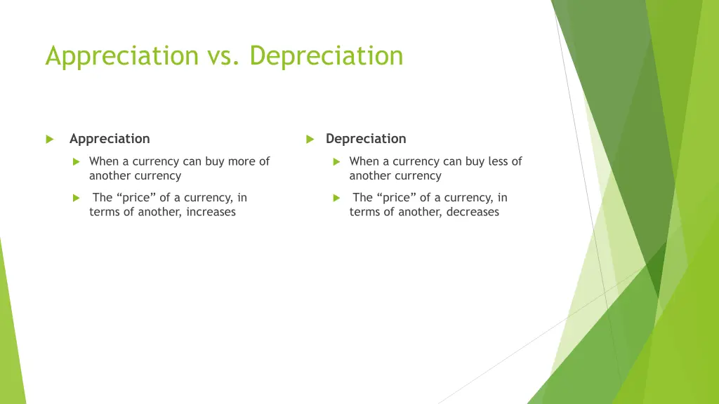 appreciation vs depreciation