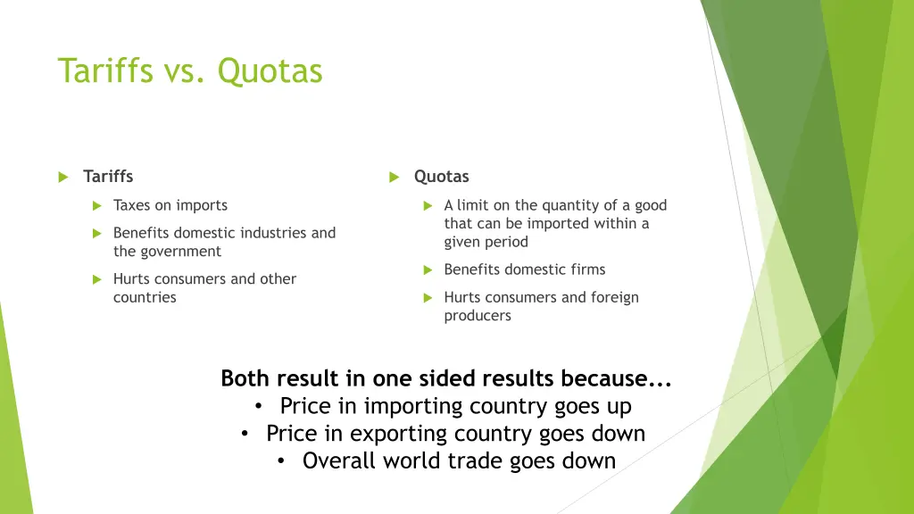 tariffs vs quotas