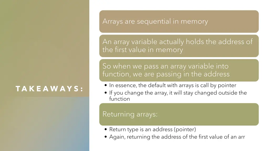 arrays are sequential in memory