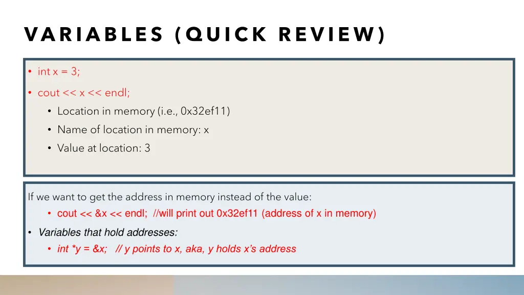 variables quick review