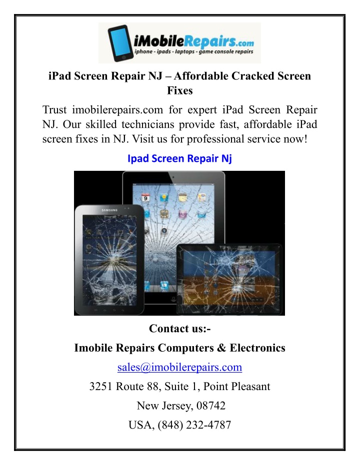 ipad screen repair nj affordable cracked screen