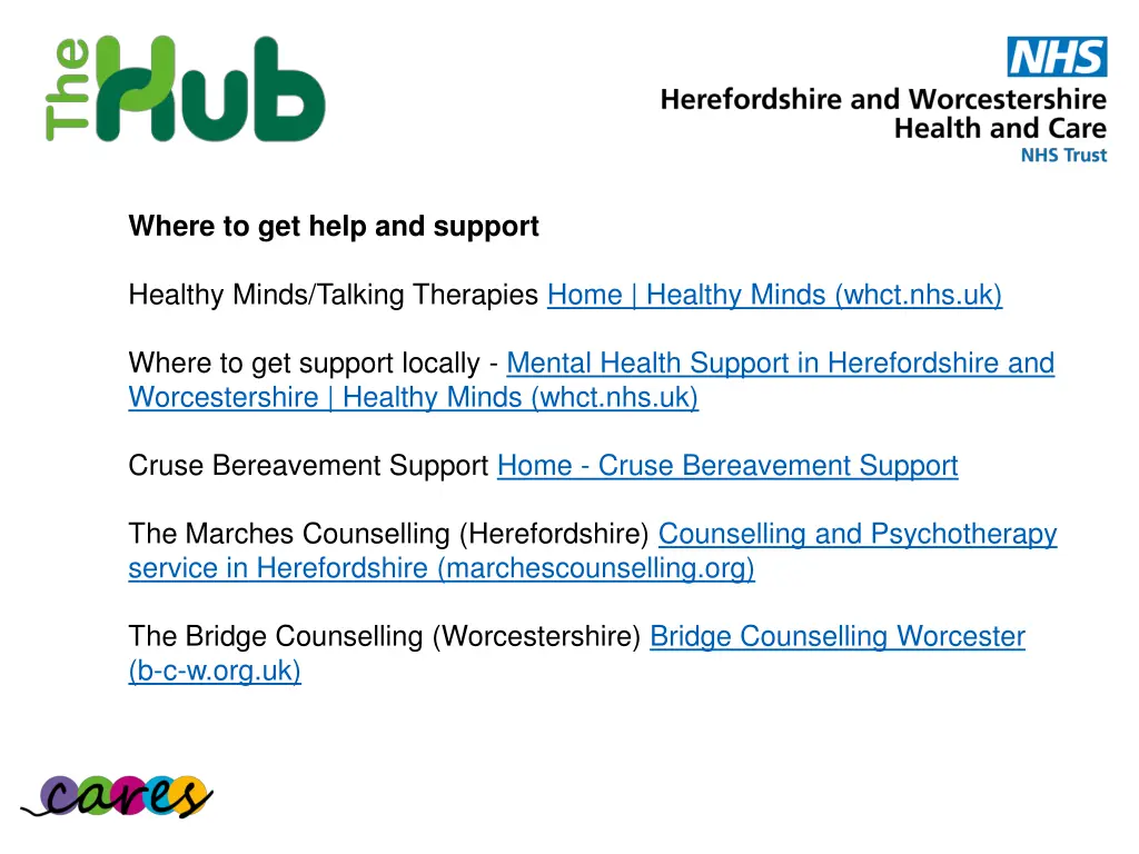 where to get help and support