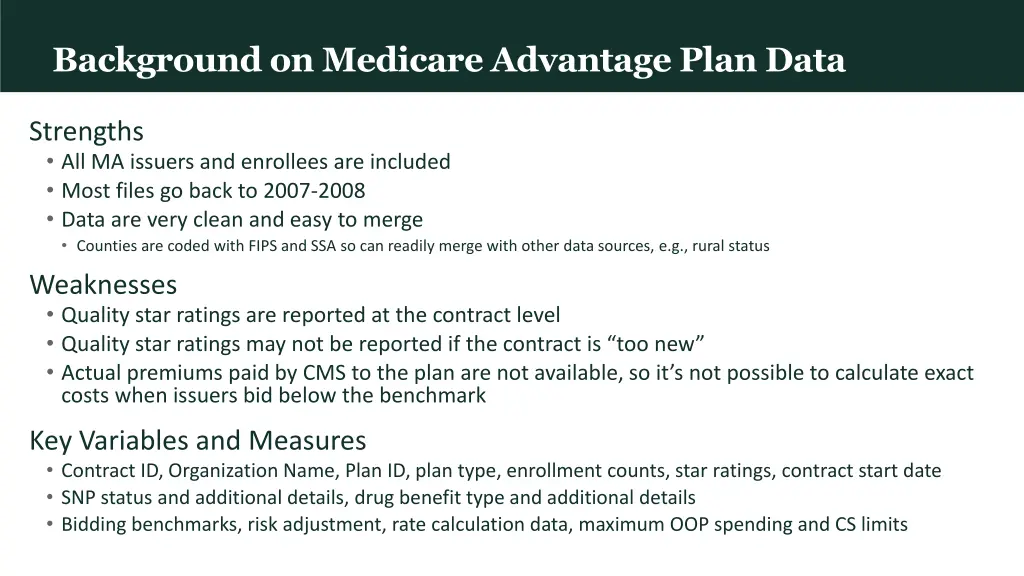 background on medicare advantage plan data 1