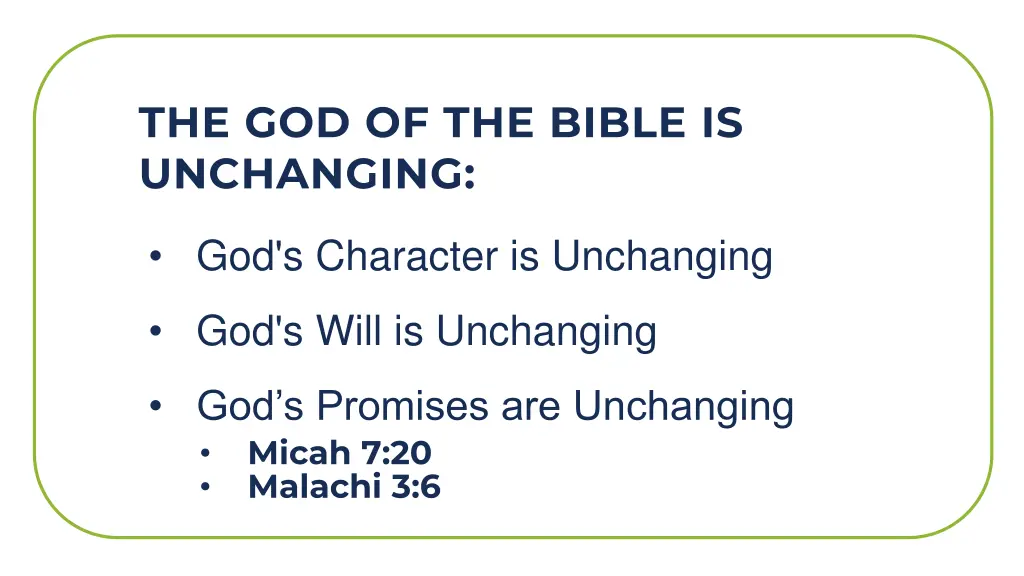 the god of the bible is unchanging 3