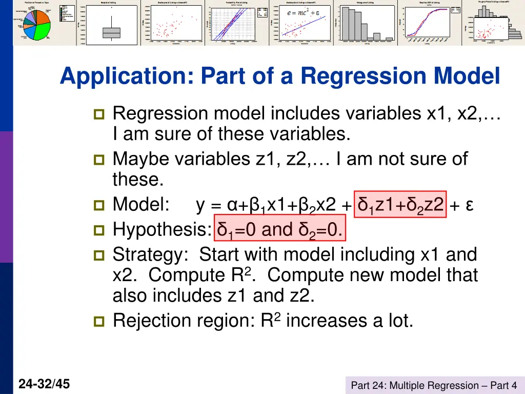 application part of a regression model