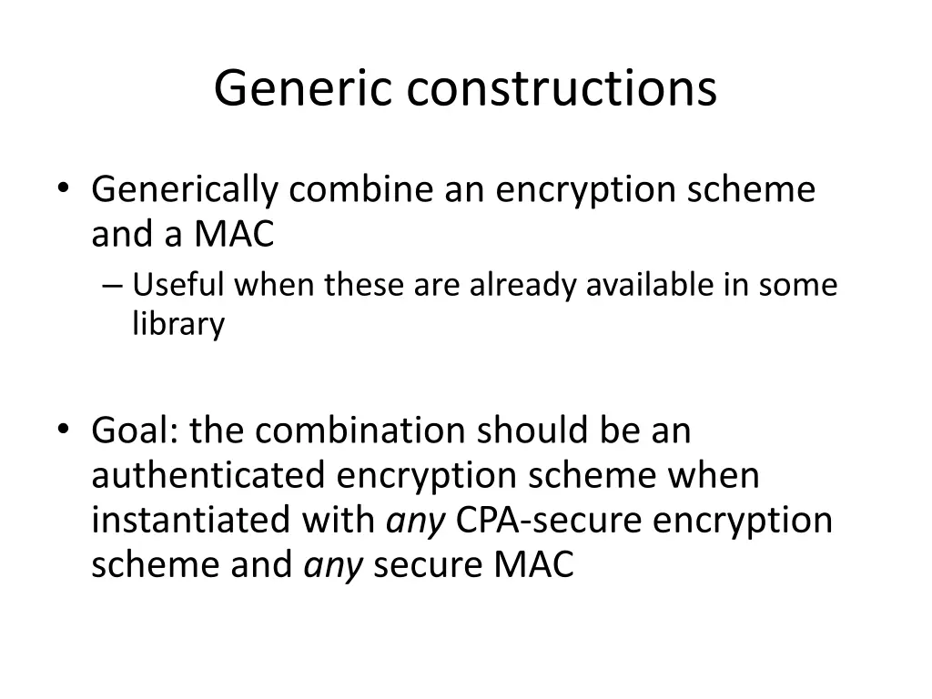 generic constructions